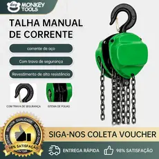 MonkeyTools Talha Manual 2 Toneladas Verde com Corrente de Aço e Gancho de Segurança