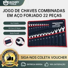 Monkey Tools Conjunto Chave Combinada 8-22/6-24/6-32mm com Bolsa para Reparo Automotivo