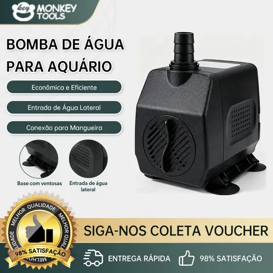 Monkey Tools Bomba Submersa Silenciosa 25W/45W , Vazão 2000/3500L/H para Aquário, Fonte Decorativa e Lavação