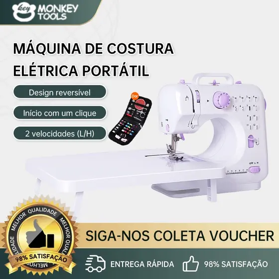 Monkey Tools Máquina De Costura Doméstica Portátil Com Mesa Extensora E Kit Acessórios Grátis