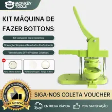 MonkeyTools Kit Máquina de Fazer Bottons 32/44/58mm + 400 Peças Completas para Artesanato