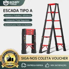 MonkeyTools Escada Telescópica Articulada Dobrável Resistente Para Casa E Obra