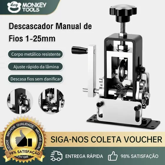 Monkey Tools Decapador De Fio Manual Resistente Ajustável para Fios e Cabos Elétricos 1-25mm