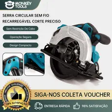 Monkey Tools Serra Circular Elétrica Sem Fio Alta Potência Ajustável Ângulo de Corte para Oficina de