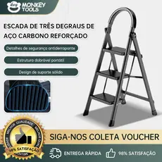 Monkey Tools Escada de Aço Carbono Reforçada para Trabalhos em Altura em Casa