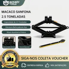 MonkeyTools Macaco Sanfona Universal 1500kg 1.5t Com Chave Para Carro