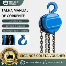 MonkeyTools Talha Manual 3 Toneladas Verde com Corrente de Aço e Gancho de Segurança