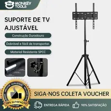 MonkeyTools Tripé Suporte de TV Universal 26-55 Polegadas em Aço Laminado a Frio Resistente Altura Ajustável