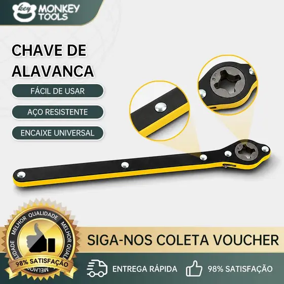 MonkeyTools Chave Catraca para Macaco Sanfona de Carro Jack Universal Automotivo Portátil Mecânico + Adaptador