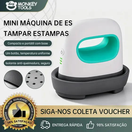 MonkeyTools Mini Prensa Térmica Simples Máquina De Engomar Para Sacos De Roupas Verde Mecolour