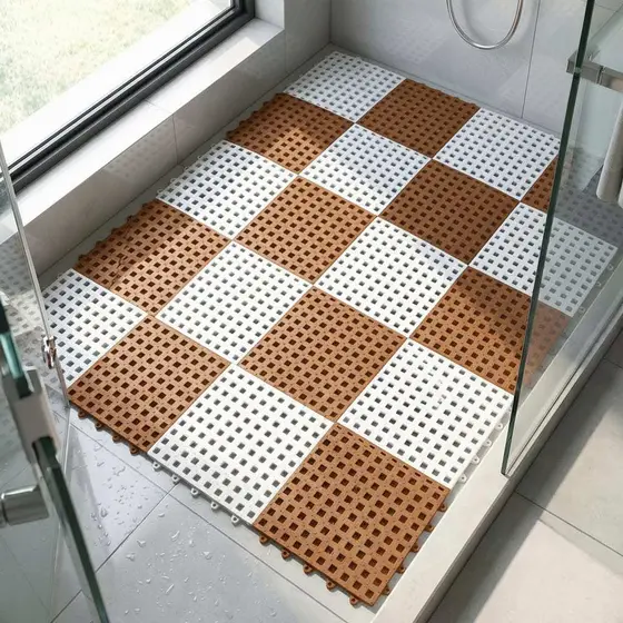 Kit 6 Tapete Estrado Emborrachado Piso Antiderrapante 30x30cm Box Banheiro Modular Encaixe Lavanderia Deck Garagem