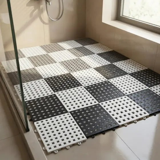 Kit 8 Tapete Estrado Piso Antiderrapante 30x30cm Box Banheiro Piscina Emborrachado Modular Vestiário Sauna Flexível