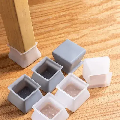 Kit 24 Protetor de Silicone para Pés de Cadeira Quadrado Pezinho Antiderrapante Mesa Banco Piso Proteção Móvel Madeira