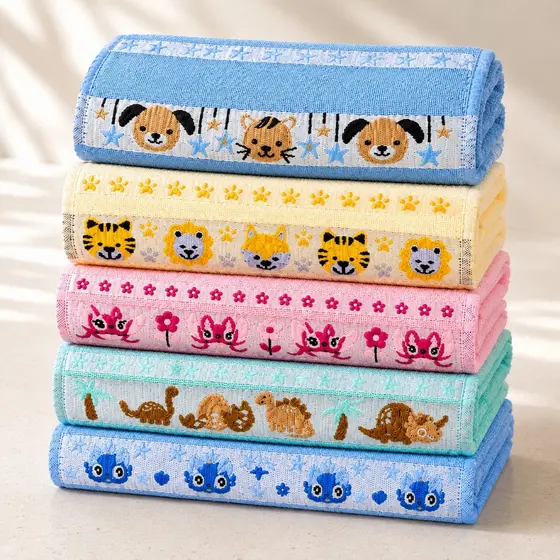 Kit 10 Toalhas Jacquard Lavabo Escolar Infantil Boca e Mão Estampas de Desenhos 35x50 100% Algodão
