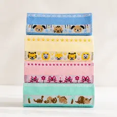 Kit 8 Toalhas Jacquard Lavabo Escolar Infantil Boca e Mão Desenhos 35x50 Estampas de Bichinhos