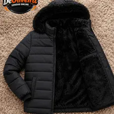 Jaqueta Puffer Feminina Bobojaco Plus Size Peluciada Inverno Impermeável Capuz Removível Corta Vento