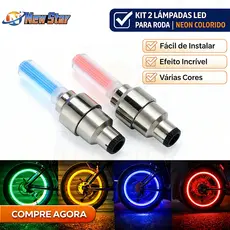 New Star Kit 2 Lâmpadas Led Para Roda Válvula Bico Pneu Bicicleta Moto Carro Caminhão Neon