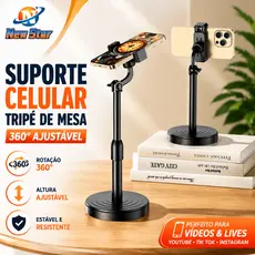 New Star Suporte Celular Tripé De Mesa Para Gravar Vídeos YouTube Live E Tik Tok 360º Ajustável