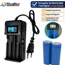 New Star Carregador + 2 Baterias Recarregável 26650 Para Lanterna Led