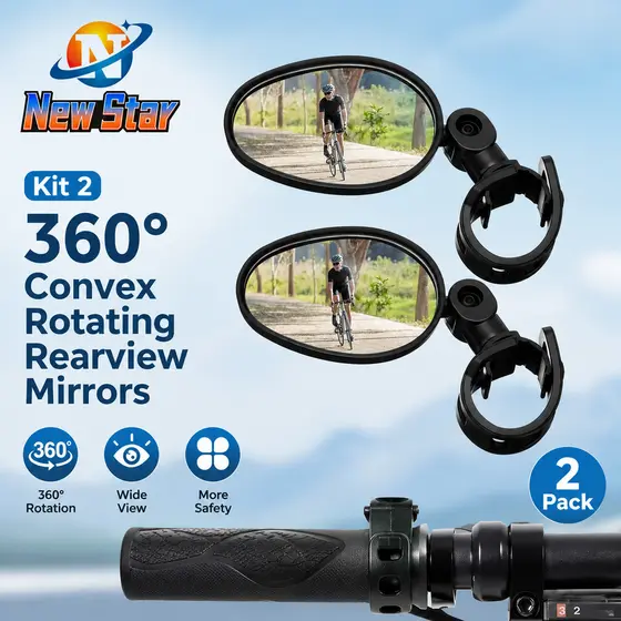 Kit 2 Espelho Retrovisor Giratórios 360º Convexos para Bike Segurança e Amplo Ângulo de Visão
