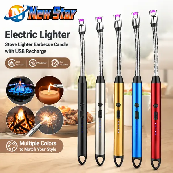 New Star Isqueiro Elétrico Acendedor De Fogão Churrasqueira Vela com Recarga USB