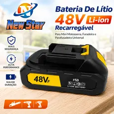 New Star Bateria De Lítio 48v Li-ion Recarregável Para Mini Motosserra Furadeira E Parafusadeira Universal