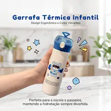 Garrafa Térmica Infantil escolar estampa de urso em Inox e trava 500ml com alça