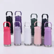 Garrafa Térmica Aço inox 550ml/650ml Com Parede Dupla com Canudo Flip, Alça Portátil
