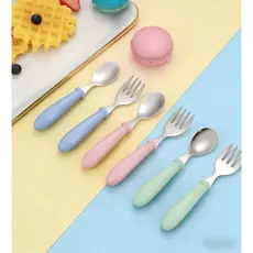Kit 1-2 ou Unitário Talheres Infantil Aço Inox 304 Colher Garfo Kit Com Estojo Bebe 3 peças