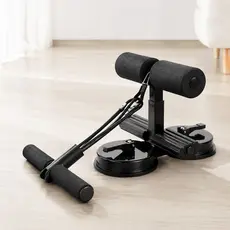 Aparelho Abdominal Multifuncional com Ventosa, Elástico e Apoio para Pés, Ajustável para Exercícios em Casa