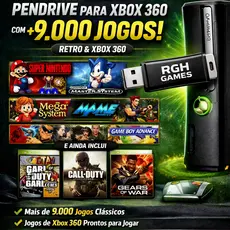 Pendrive para Xbox 360 RGH com Mais de 9.000 Jogos Retrô +Alguns jogos populares de Xbox 360