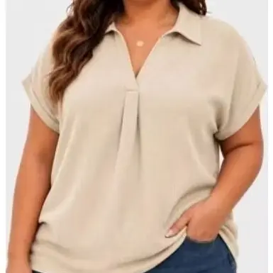 CAMISA BLUSA FEMININA PLUS SEZI DE TECIDO DUNA CANELADO
