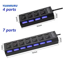 Hub USB com 4 Ou 7 Entradas USB 2.0 Pc HD Externo Pendrive