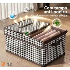 Caixas Organizadoras Dobrável com Tampa Transparente – Multiuso Oxford Reforçado Resistente E Ecológico