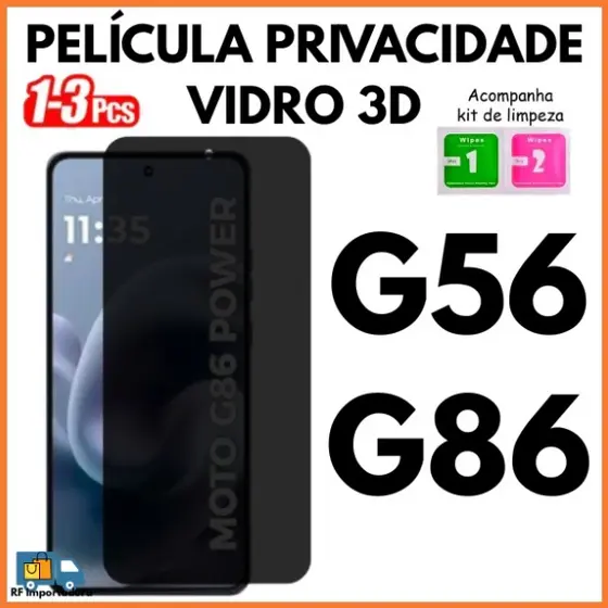 kit capa transparente + Película Vidro 3D P/ MOTO G06/G36/G56/G86
