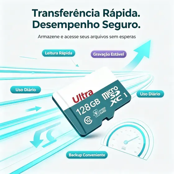 Cartão MicroSD 16GB/128GB/256GB/512GB/1TB Ultra Classe 10 – Alta Velocidade p/ Câmera CFTV e Drone