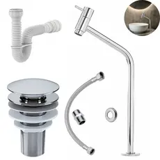 Kit Banheiro Torneira Bancada Link ABS Cromado+ Válvula Ralo Click 7/8 + Engate 40cm + Sifão