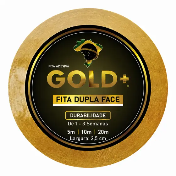 Fita Dupla Face Gold+ 5m 10m 20m Prótese Capilar Peruca 2,5cm