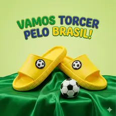 Chinelo Slide Nuvem Brasil Futebol super macio leve e flexivel - Estilo Copa do mundo
