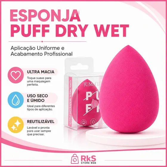 Esponja Puff Dry Wet para Maquiagem Macia Reutilizável Jummy U Base Pó Cushion