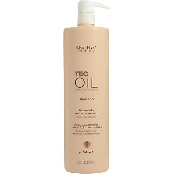 Shampoo Arvensis Tec Oil Nutrição 1L Limpeza Suave Brilho