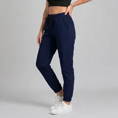 Calça Tactel Feminina Jogger Com Zíper no Tornozelo Bolsos Laterais Cordão de Ajuste