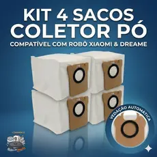 Kit 4 Sacos Coletor de Pó compatível com Robô Aspirador Xiaomi H40 H50 Vacuum 5 S10+ S20+ X10 X20 X10+ X20+ Pro Max Plus