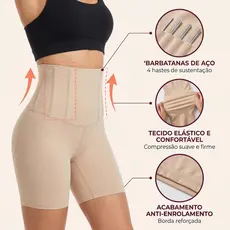 Kit 2 Ou 1 Unidade Short Cinta Modeladora Levanta Empina Bumbum Feminina 4 Barbatanas Compressão