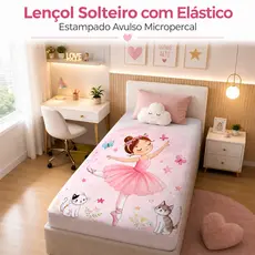 Lençol Solteiro com Elástico Estampado Avulso Micropercal