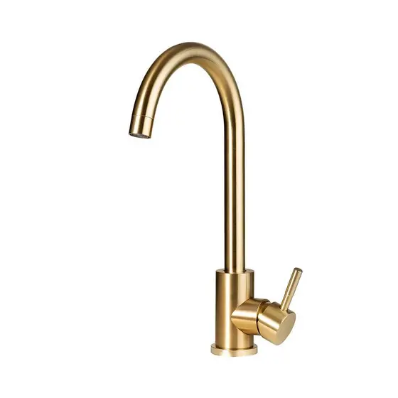 Torneira Para Cozinha Misturador Monocomando Em Aço Inox 304 Escovado Tocantins Pingoo - Dourado