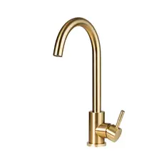 Torneira Para Cozinha Misturador Monocomando Em Aço Inox 304 Escovado Tocantins Pingoo - Dourado