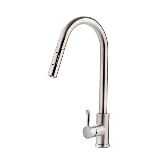 Torneira Para Cozinha Gourmet Misturador Monocomando Em Aço Inox 304 Escovado Iriri Pingoo - Prata