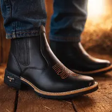 Botina Masculina Texana Botina Chelsea Country Confortável Em Couro Eco