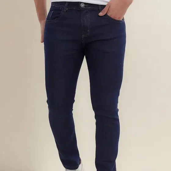 Calça Jeans Masculina Skinny Escura Elastano